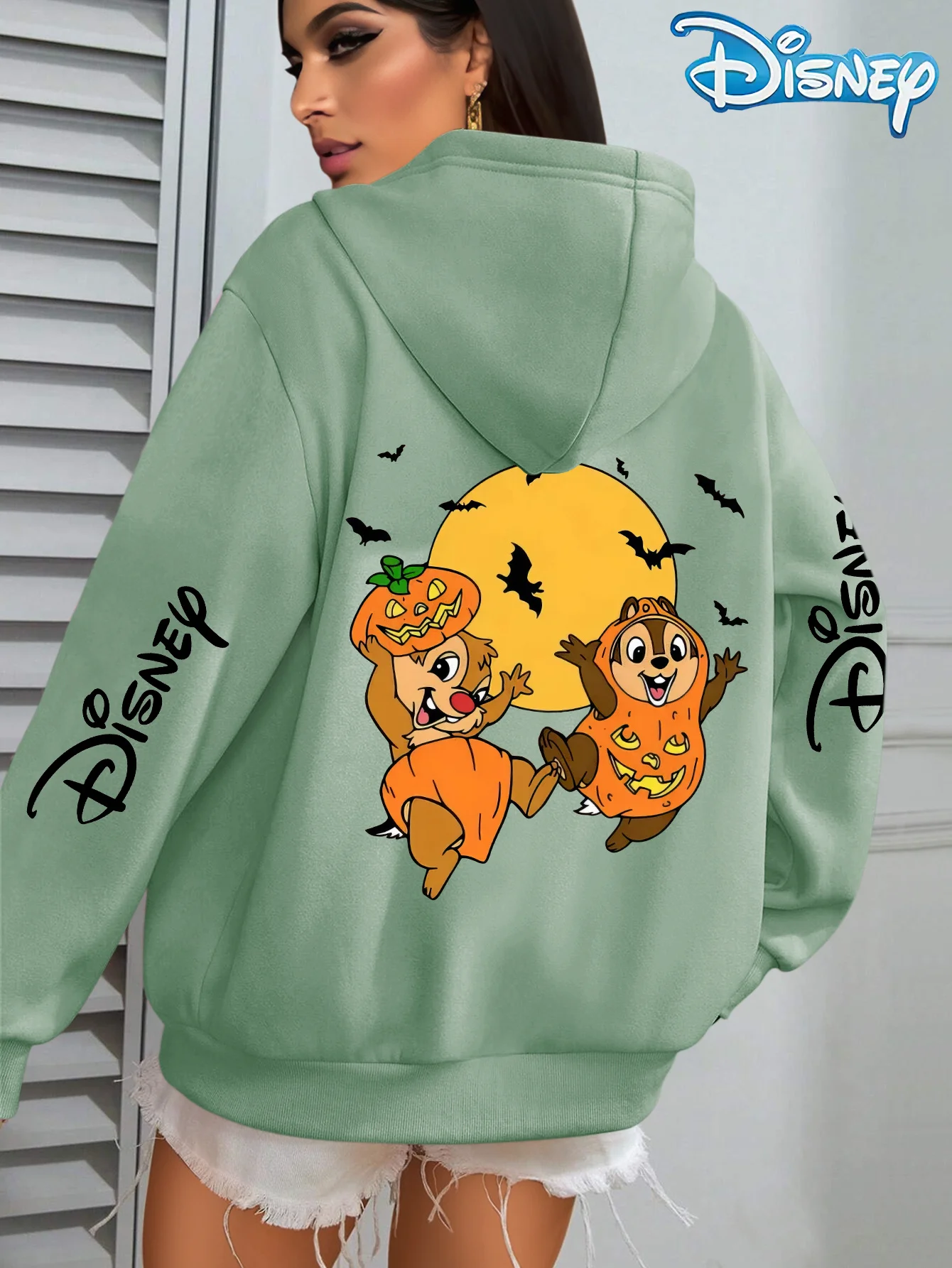 

26 модных женских спортивных костюмов, дизайн с изображением белки Диснея на Хэллоуин, осенне-зимний пуловер, повседневная свободная спортивная толстовка с капюшоном