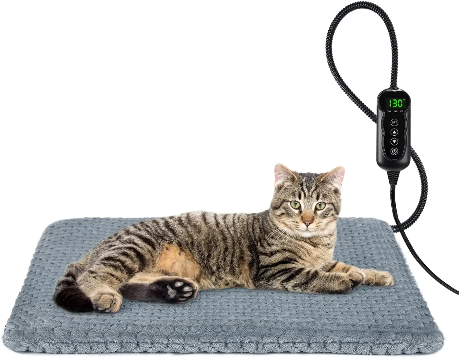 

Waterproof Adjustable Temperature Pet Heating Pad with Timer, Indoor Electric Mat for Cats Dogs (18x16in)