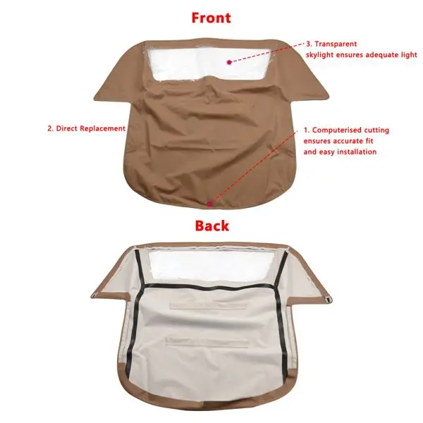 Tan Convertible Soft Top with Plastic Window Vinyl Sunroofs & Parts for Chevrolet Corvette 1986-1993