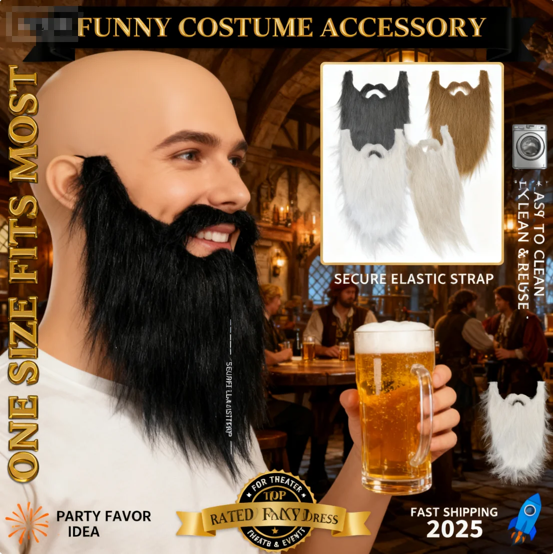 Holiday Party Beard Costume Accessories Pirate Beard Character Costume Film & TV Beard Christmas Beard Costume