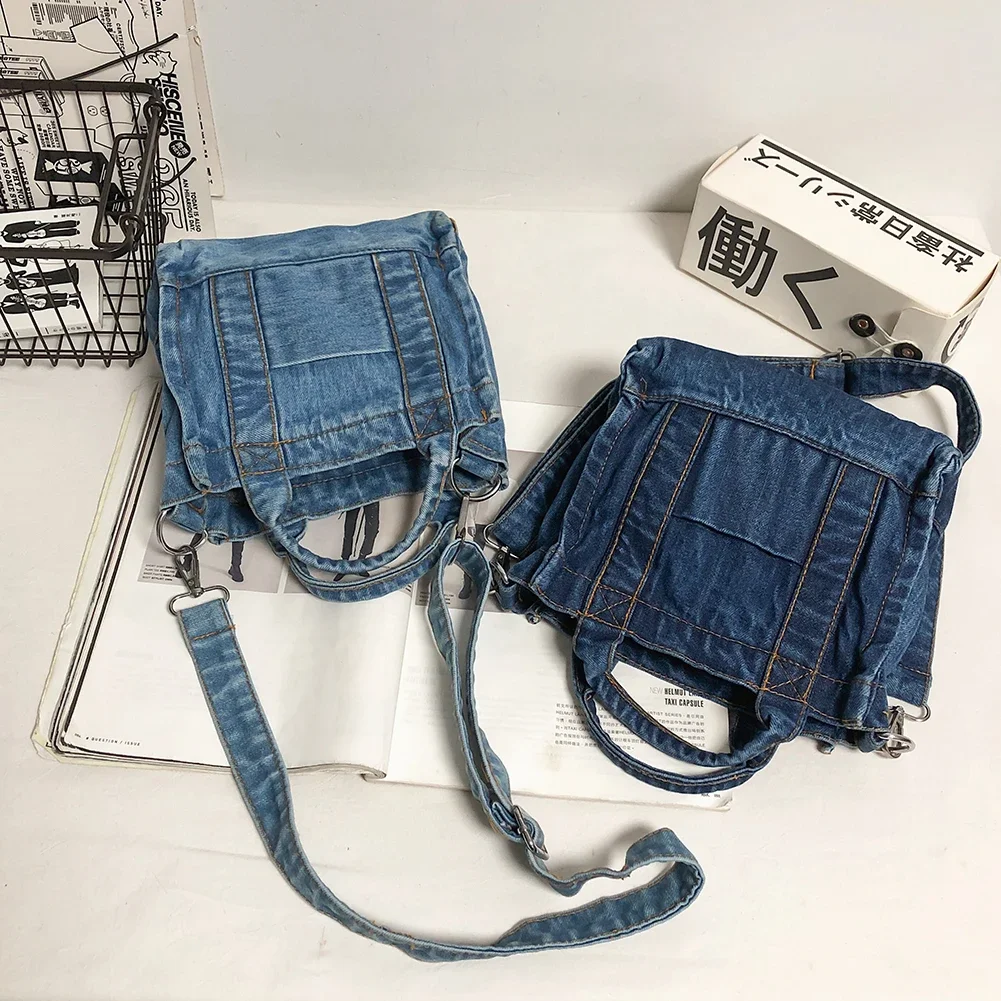 Bolsa de ombro denim para mulheres, bolsa de grande capacidade, sacola casual, bolsa superior vintage, bolsa, garota legal