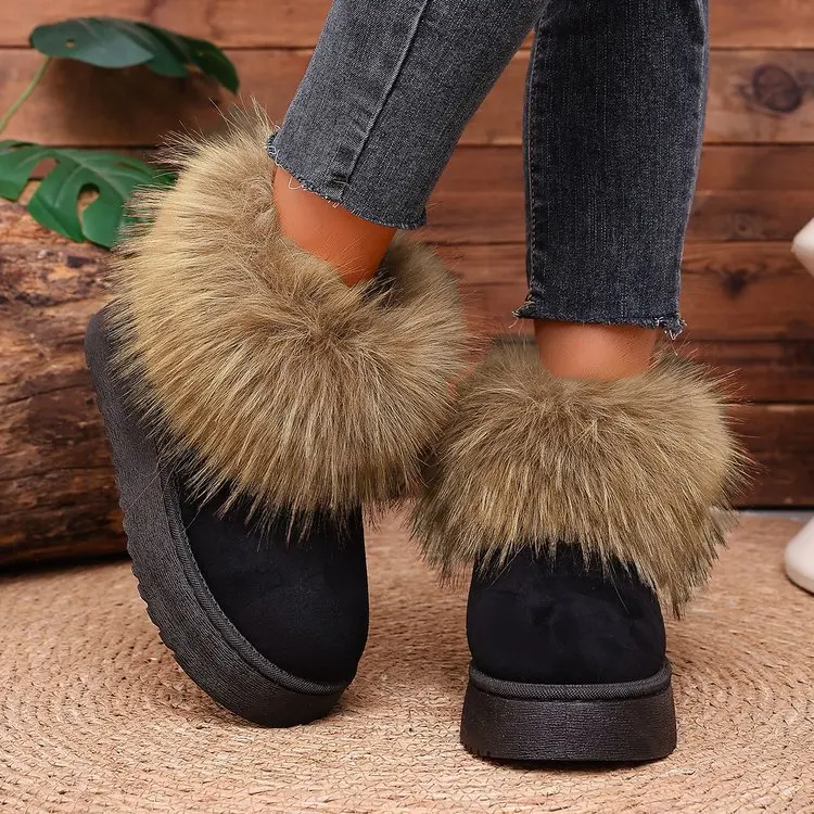 Neue Übergrößen-Winterstiefel für Damen Retro-Wildleder Lässige Dicksohlige Baumwollschuhe – Detail 11