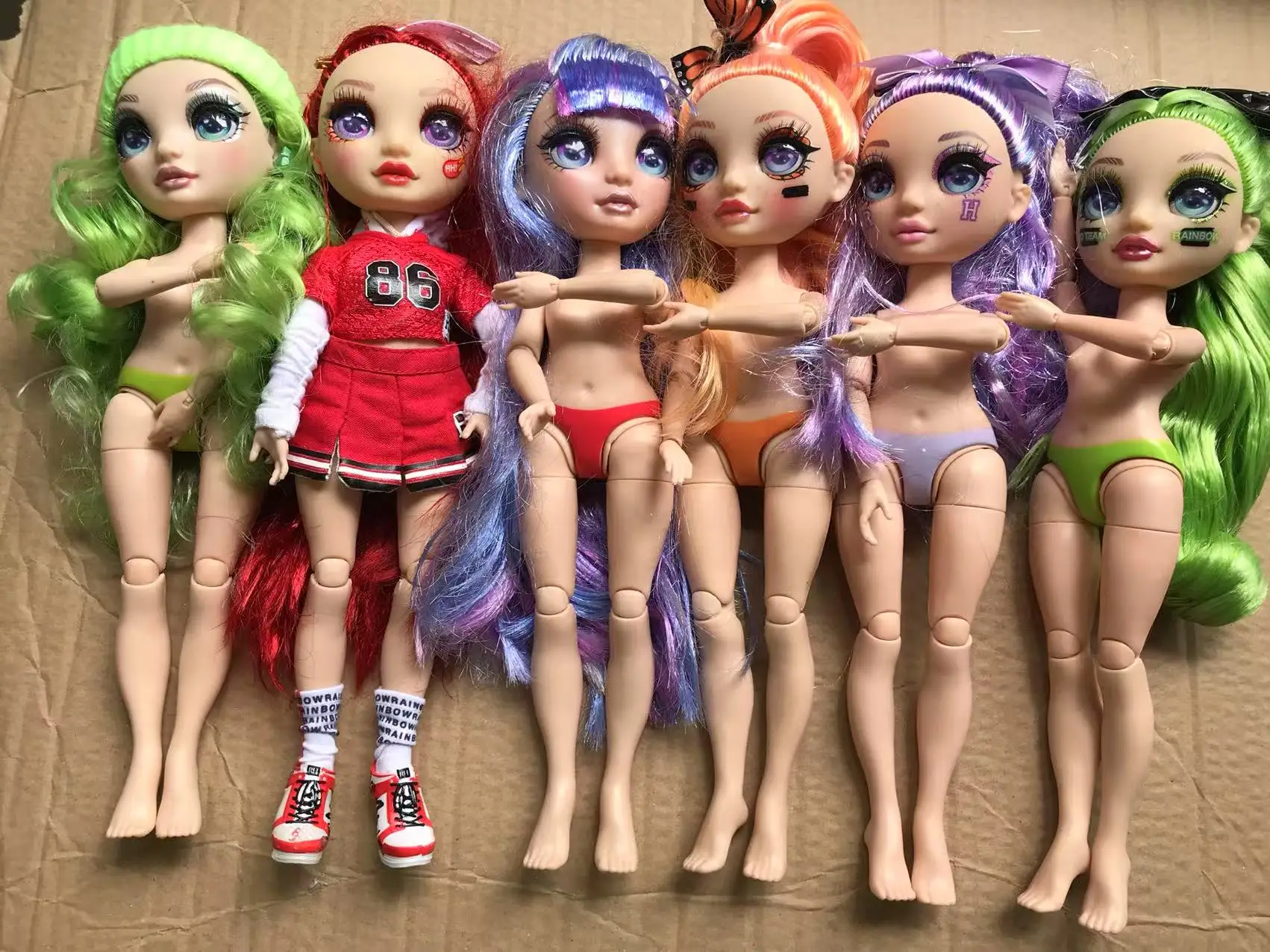 Figura de cuerpo de muñeca con articulaciones móviles, diseño de arcoíris marrón de 26cm para niños, vestidor DIY Compatible con cabezas de hermana de moda grandes, 1/6