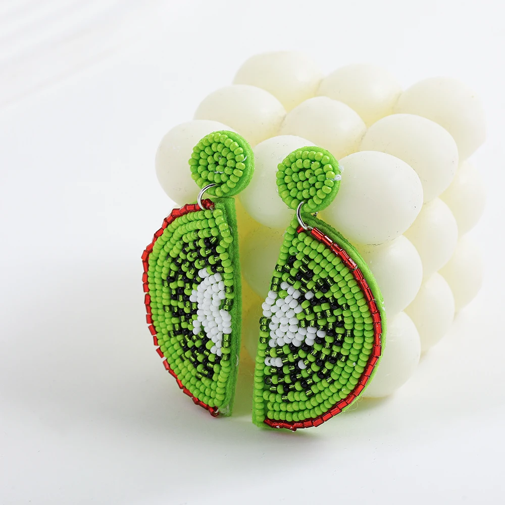 Handmade Colorful Seed Beads Flower Fruit Drop Dangle Earrings For Women Boho Beaded Tassel Statement Earrings Beach Jewelry