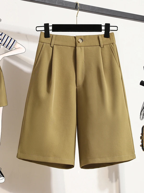 plus Size Casual Pants Women Summer New Loose Belly Covering Slimming Drapey Wide Leg Short Trousers Commute Style High Waist