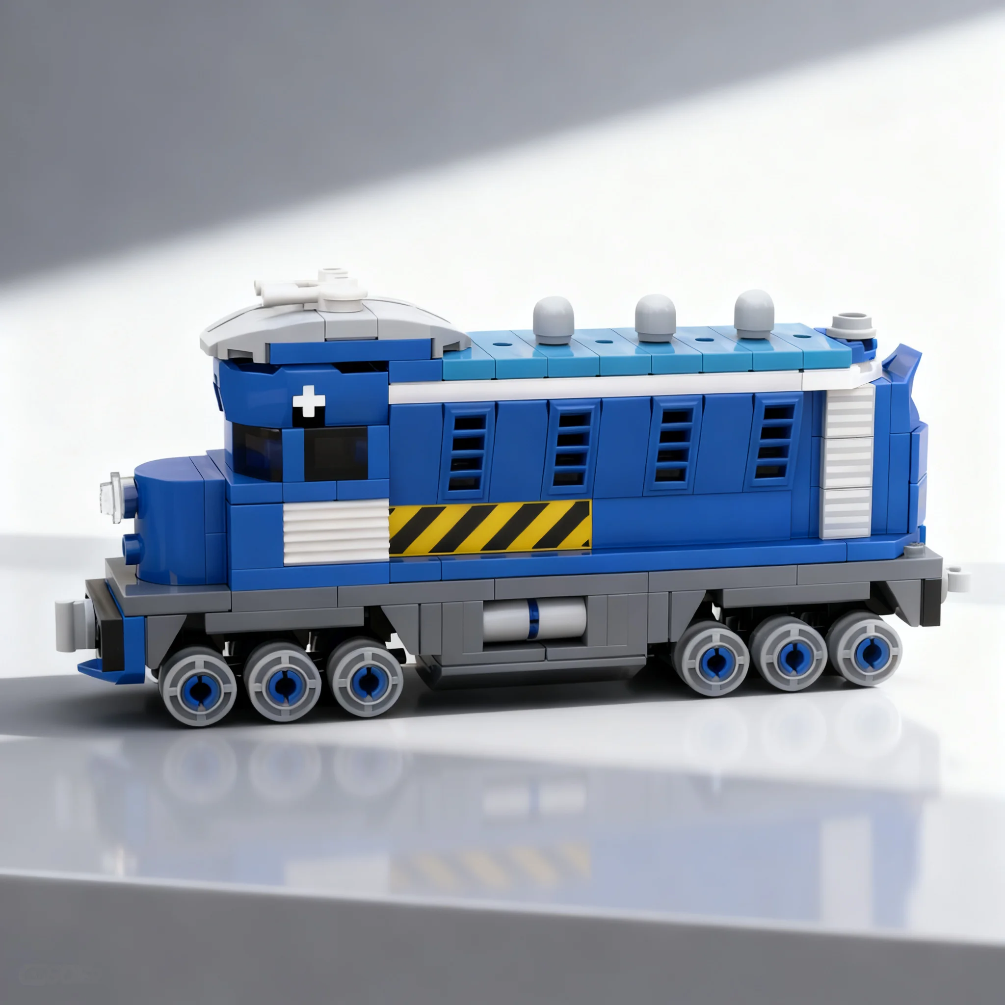 324pcs MOC 3-wide Blue Engine Train Model Building Blocks Construction Christmas Gift Toy Education 3D Birthday Creative Idea