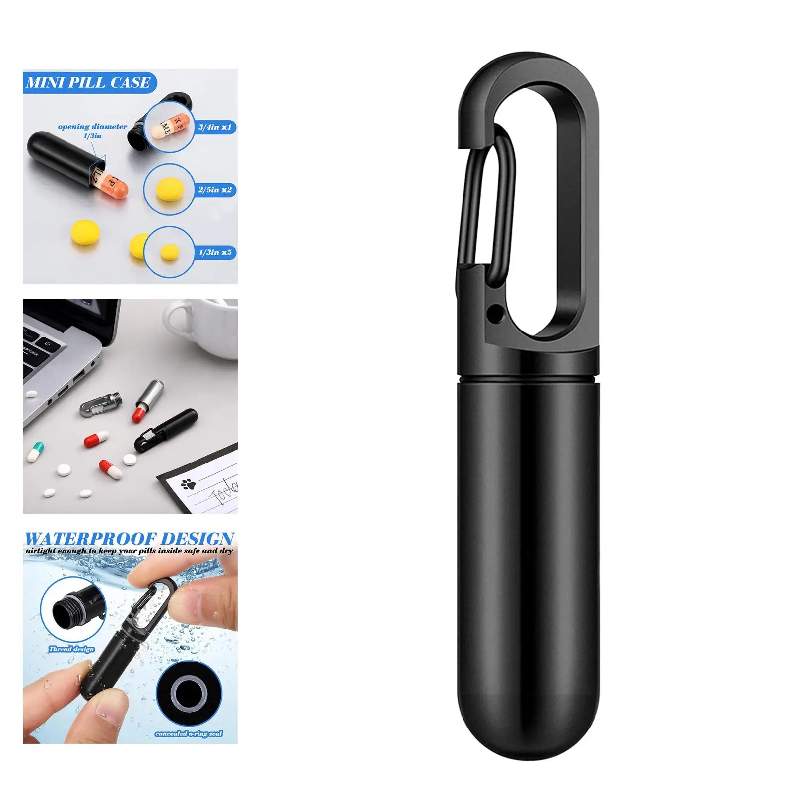 Waterproof Pill Box Keychain Mini Pill Holder Stainless Steel Pocket Pill Container for Daily Use