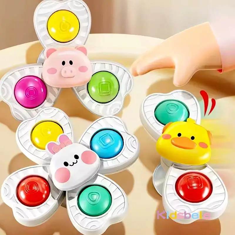 Baby Sucker Fidget Spinning Toys Dining Table Bathroom Window Travel Fun Spinner Toy 3 PCS Infant Sensory Stress Reliever Gift