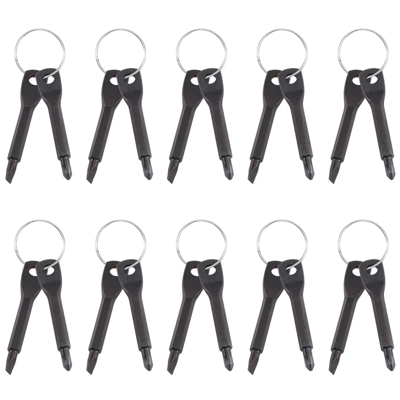 ABZC-10 Set Portable Screwdriver Tool Outdoor EDC Multi-Function Tool Flat-Head Screwdriver Phillips Screwdriver Key Ring