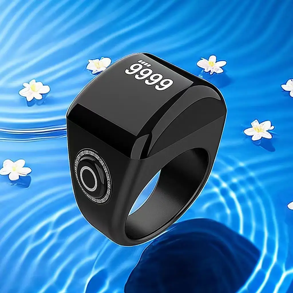 Muslim Gift Digital Azan Alarm Clock Tasbeeh Metal Electronic Tasbih Zikr Ring