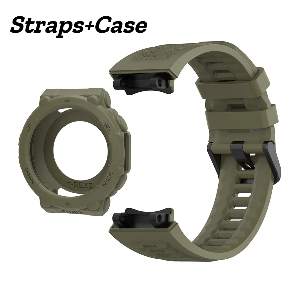 Silikonarmbänder + Hülle für Huami Amazfit T-Rex 2 Sport-Armband, Uhrenarmband für Amazfit T-Rex 2 Correa Band&Case