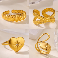 Stainless Steel Heart Cross Ring 18K Gold-plated Anti Fading Open Rings Women Wedding Party Jewelry Accessories Christmas Gifts