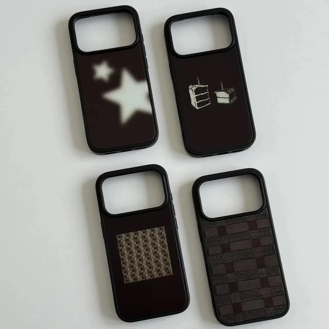 Korean Retro Grid Ripple Point Pattern Drip Glue Phone Case For iPhone 17 AIR 16 15 14 13 12 11 PRO MAX PLUS Anti Drop Cover