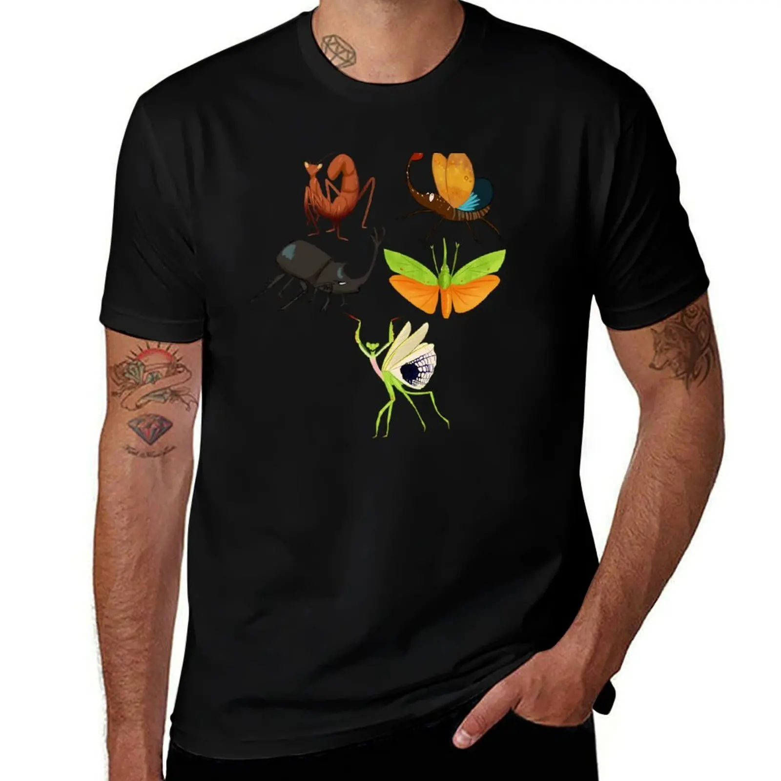 Insect Sticker sheet 2 T-Shirt No Iron Casual Short Sleeve Top T-Shirt
