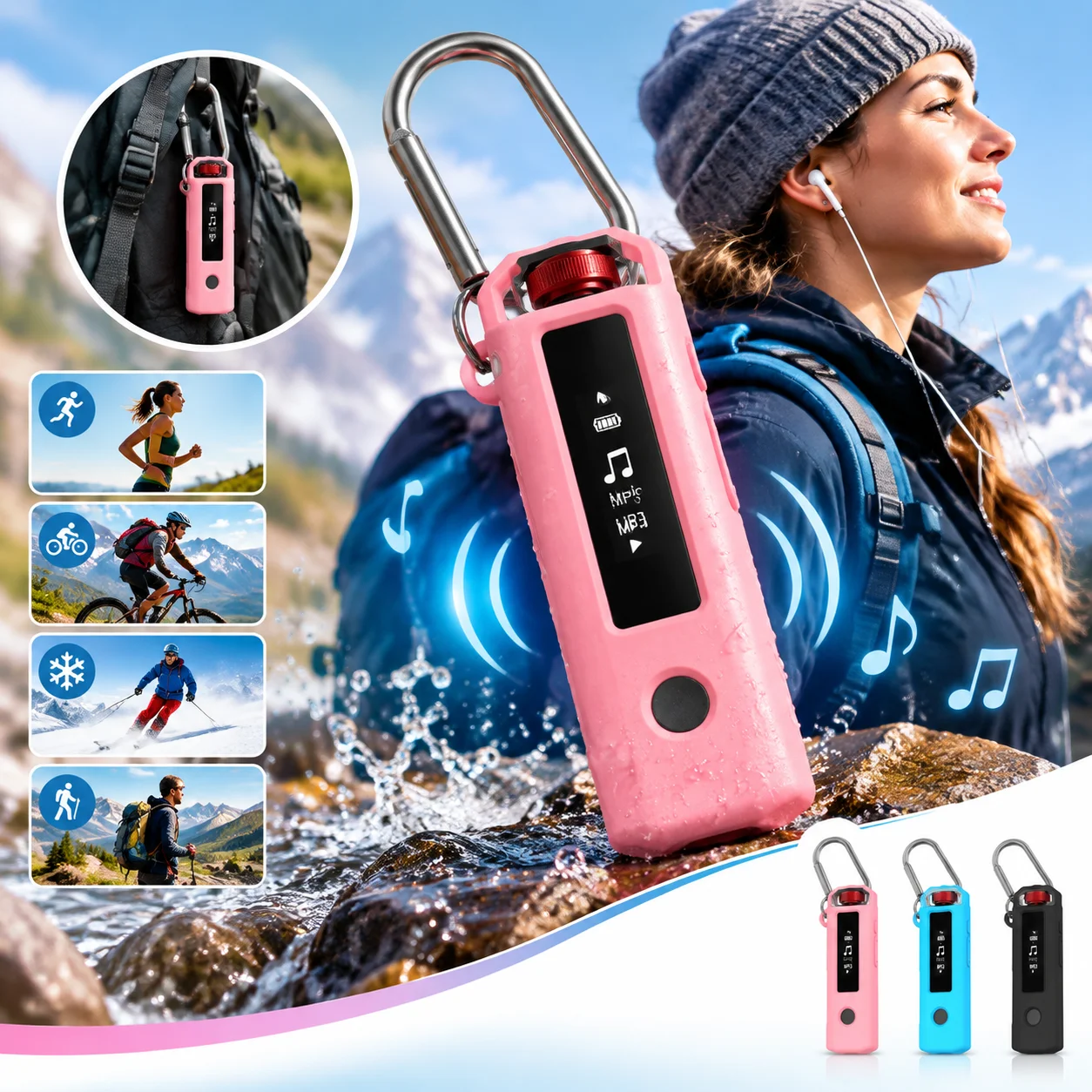 Silicone Case For Fiio SnowSky Echo Nano MP3 Player Shockproof Anti Scratch Protective Shell Cover With Metal Carabiner Sport