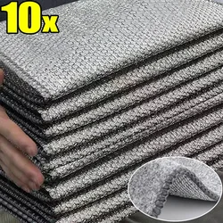 10/1pcs Steel Wire Cleaning Cloth Double-side Thickened Bamboo Charcoal Dishwashing Cloths Kitchen Pan Dish Stain Removal Rags