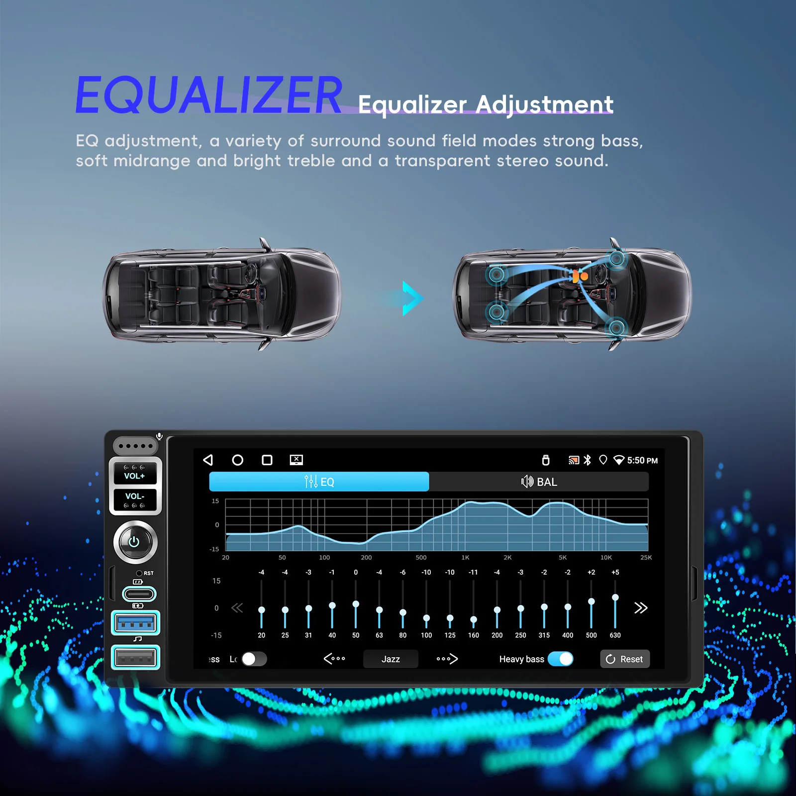 Hikity 4 + 64G 1 DIN راديو السيارة الاندورويد AI DSP Carplay أندرويد السيارات مرآة ربط نظام تحديد المواقع والملاحة واي فاي نظام السيارة الذكي FM/RDS #5