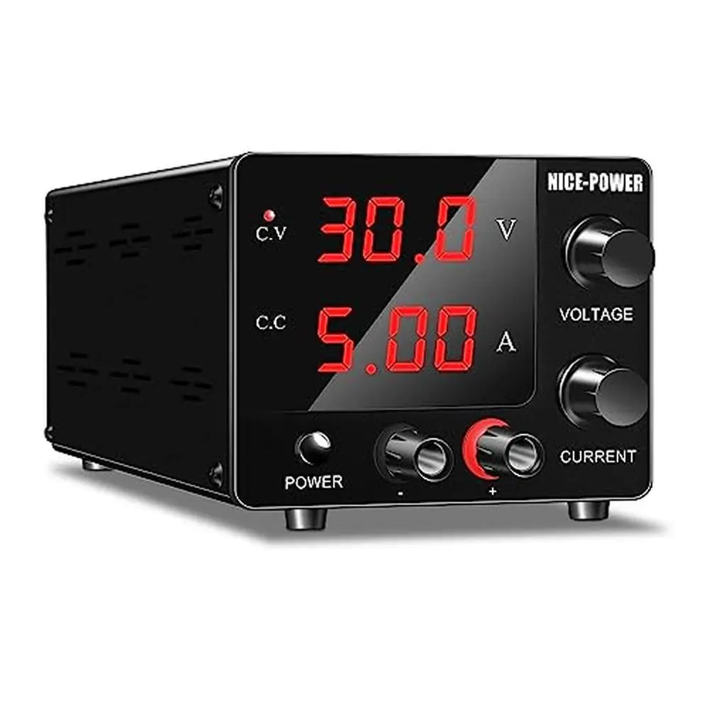 Adjustable 30V 5A DC Power Supply with Encoder Switch 3-Digits LED Display Compact and Reliable Mini Power Supply Lab and DIY