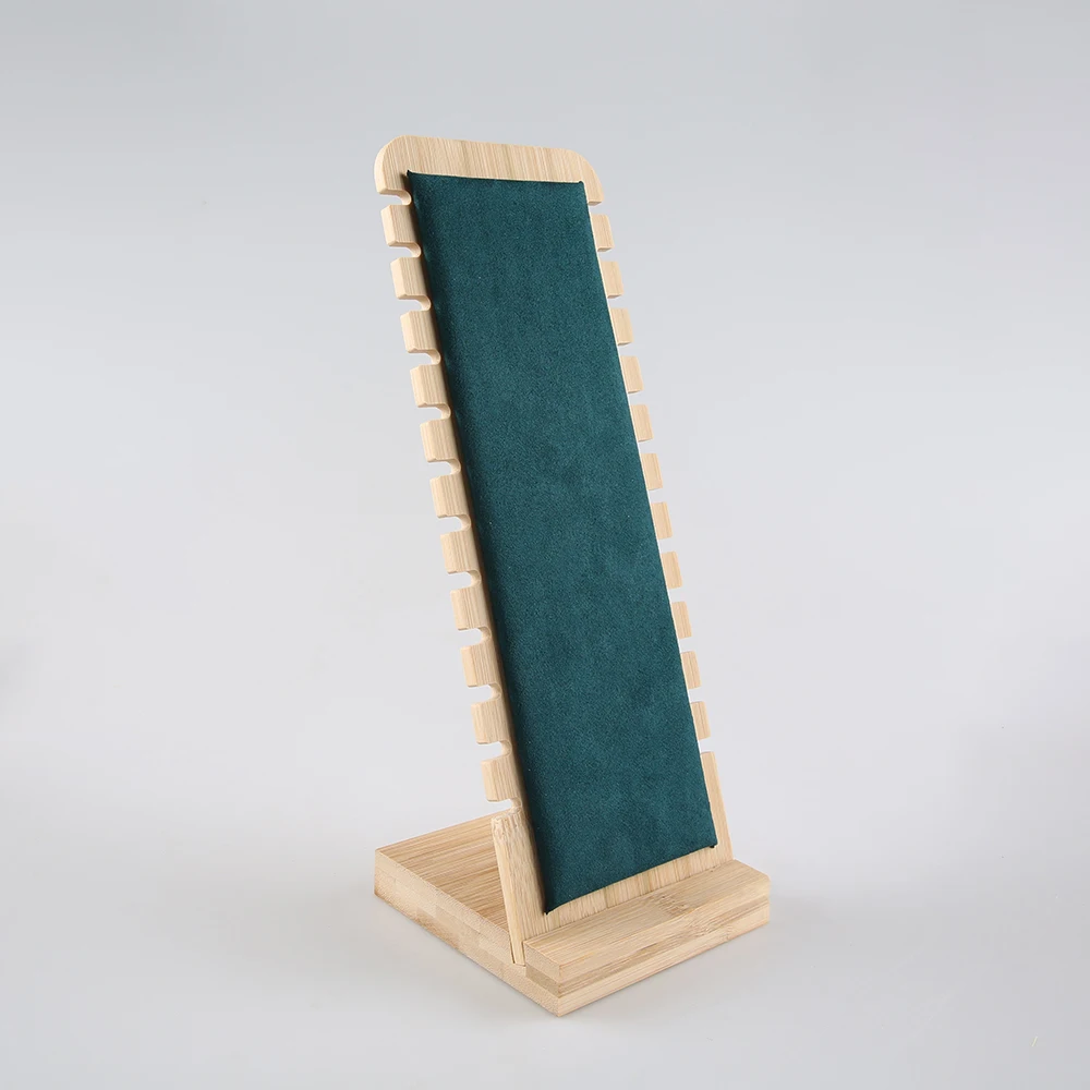 الخيزران الخشب مجوهرات عرض موقف مستطيل انفصال KD ضربة أسفل قلادة خشبية تظهر الرف مجوهرات حامل مُنظِم الرف #3