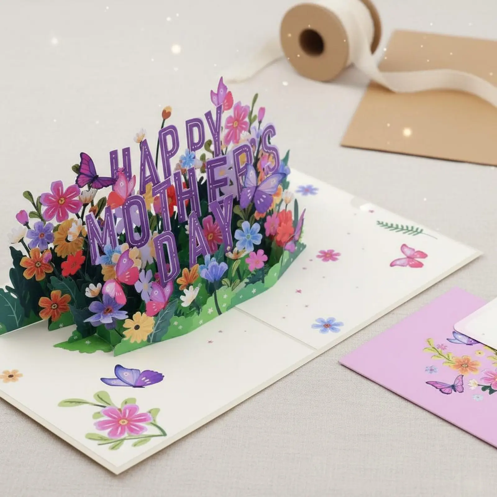 Mother's Day Greeting Card Cut Dimensional Greeting-Up Card Paper Flower Arrangement Creative Gift Long-Lasting Keepsake for Mom