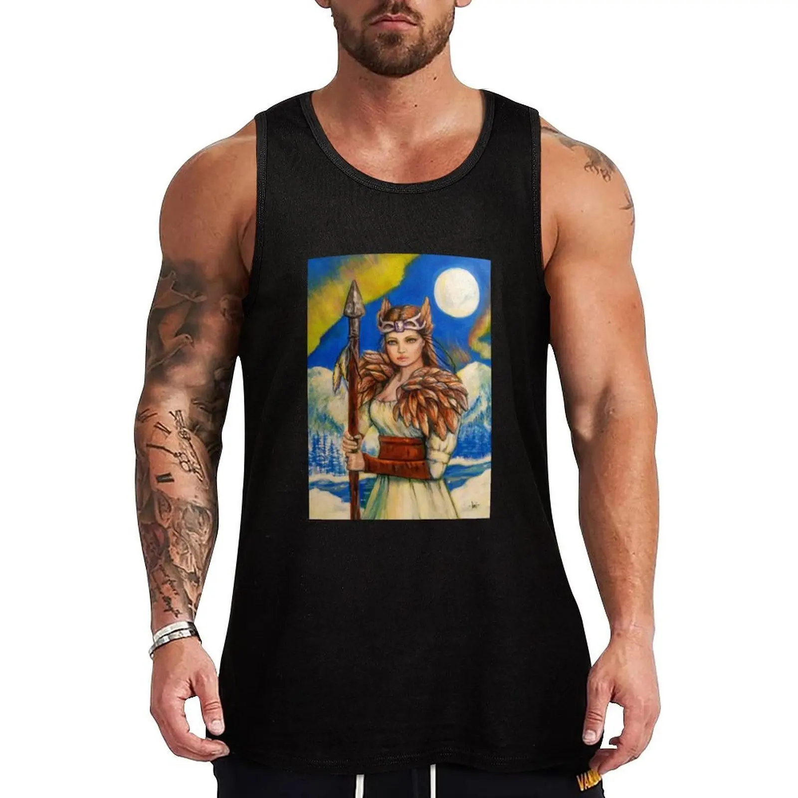 

Freya Norse Goddess Tank Top sleeveless gym shirt man fitness Japanese t-shirt gym shirt man gym top