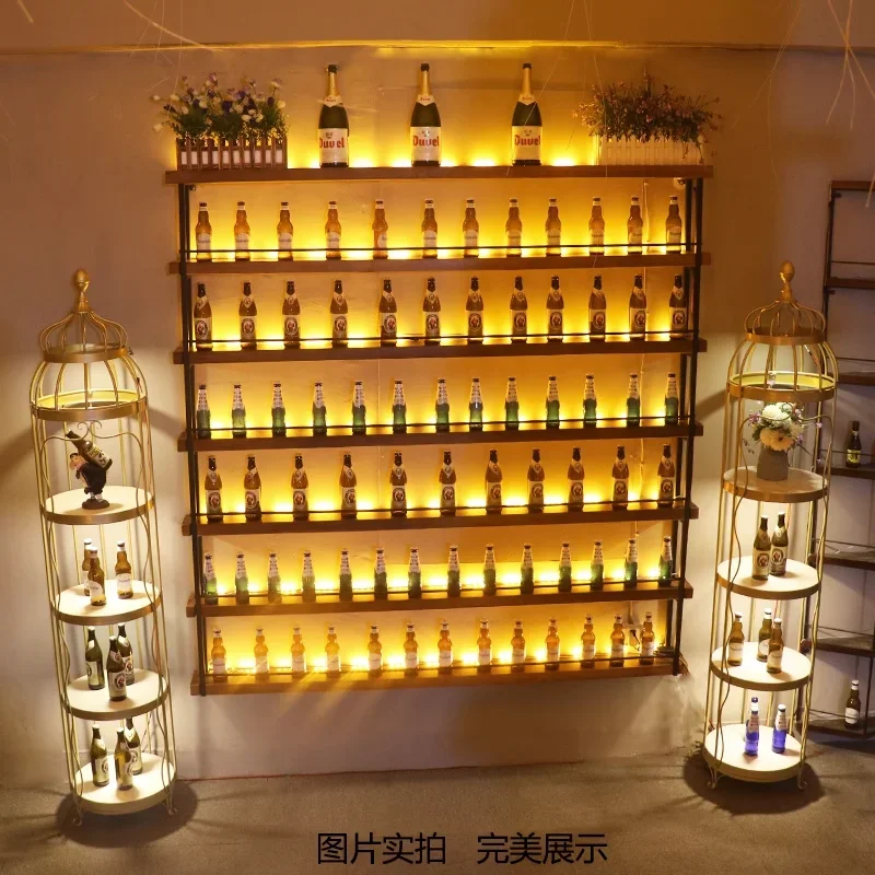 Aço inoxidável Preto Wall Wine Racks, Bar Display Cabinet, Modern Storage Rack, Living Room Decoration