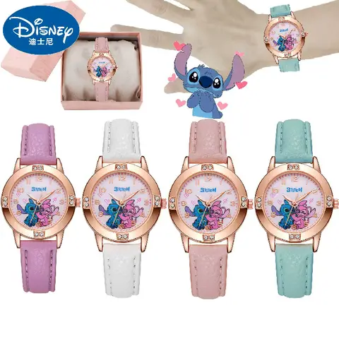 Anime Disney Stitch Orologio per bambini Kawaii Lilo & Stitch Orologio da studente minimalista Cartoon Angel Regali per ragazze per bambini