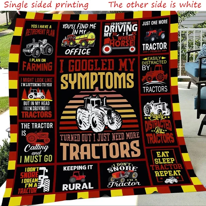 Tractor Print Blanket Farm Tractor Harvester Print Throw Blanket Lightweight Warm Boys Children Cartoon Bed Blankets Bedspread