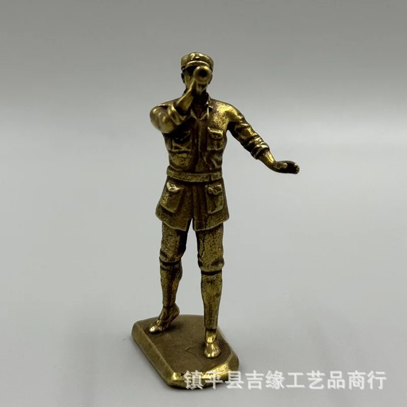 Brass Long March Red Army Warrior Statue Desktop Decoration Haoshou Figure Statue Crafts Small Copper Pieces