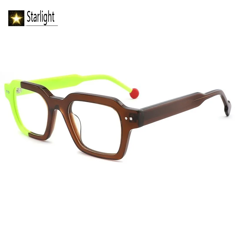 

Pacthwork Acetate Glasses Frame Man High Quality Square Thick Eyeglasses Frames Men Fashion Women Myopia Reading Prescription