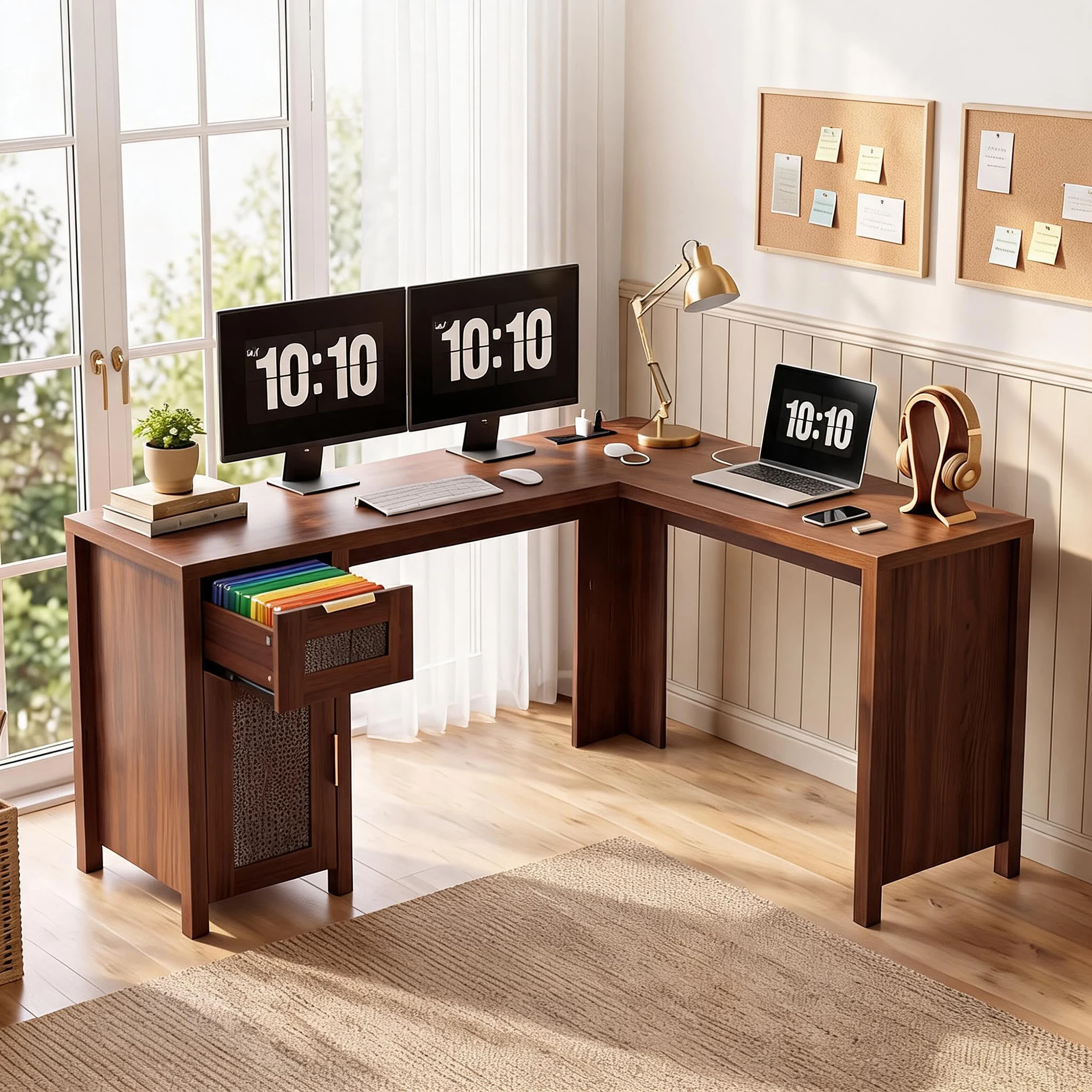 Office Furniture For Small Spaces - L Shaped Office Desk With Storage
