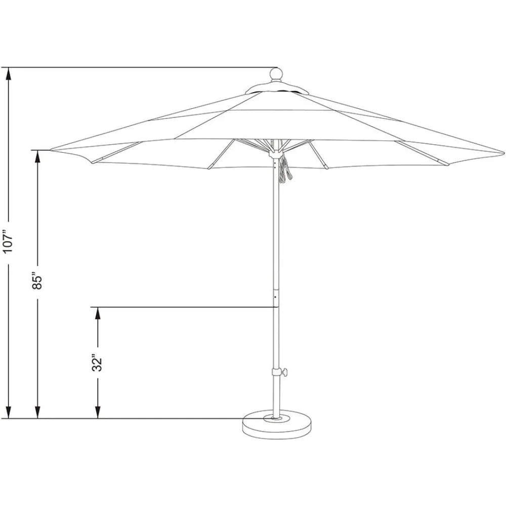 Outdoor umbrellaRound Aluminum, Crank Lift, Collar Tilt Patio Umbrella, 11' Round