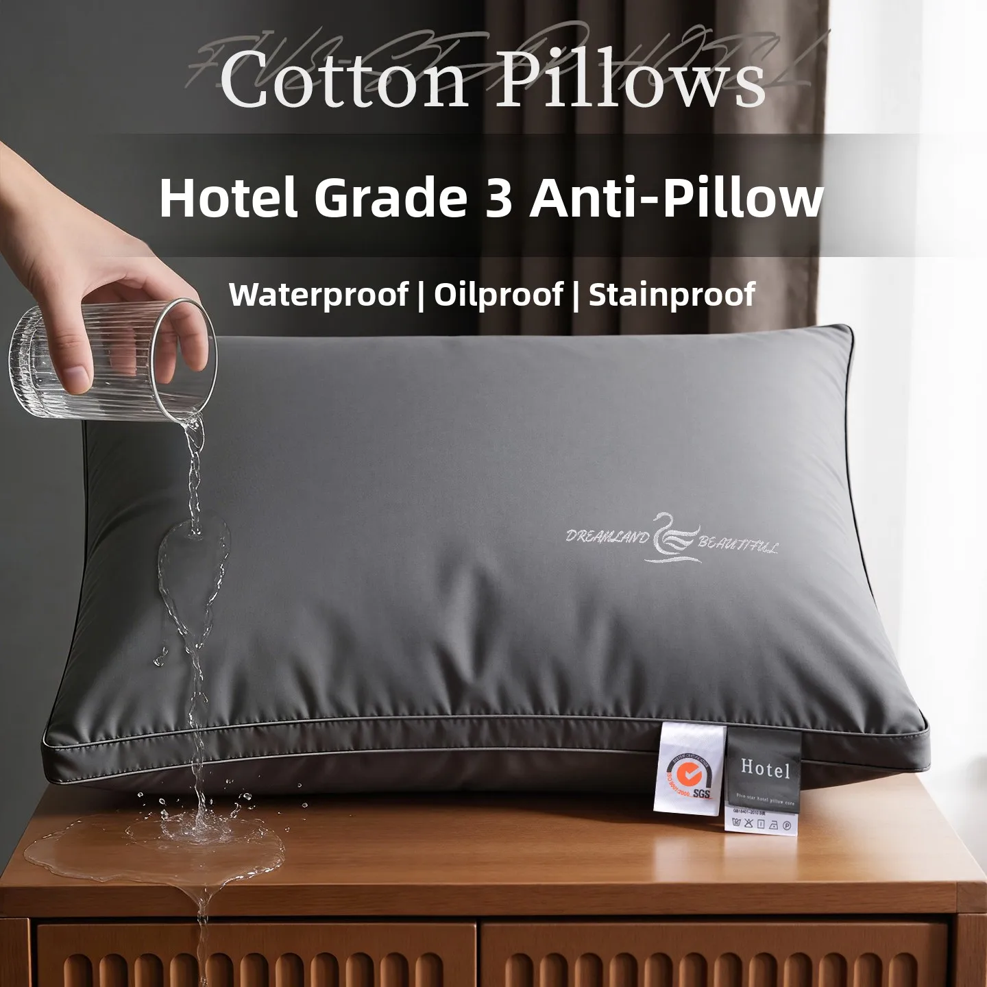 

Подушка для отелей с тройной защитой, ортопедическая, мужская, в индивидуальной упаковке, прямоугольная, с наполнителем из волокна, средней жесткости, из чистого хлопка, для взрослых.