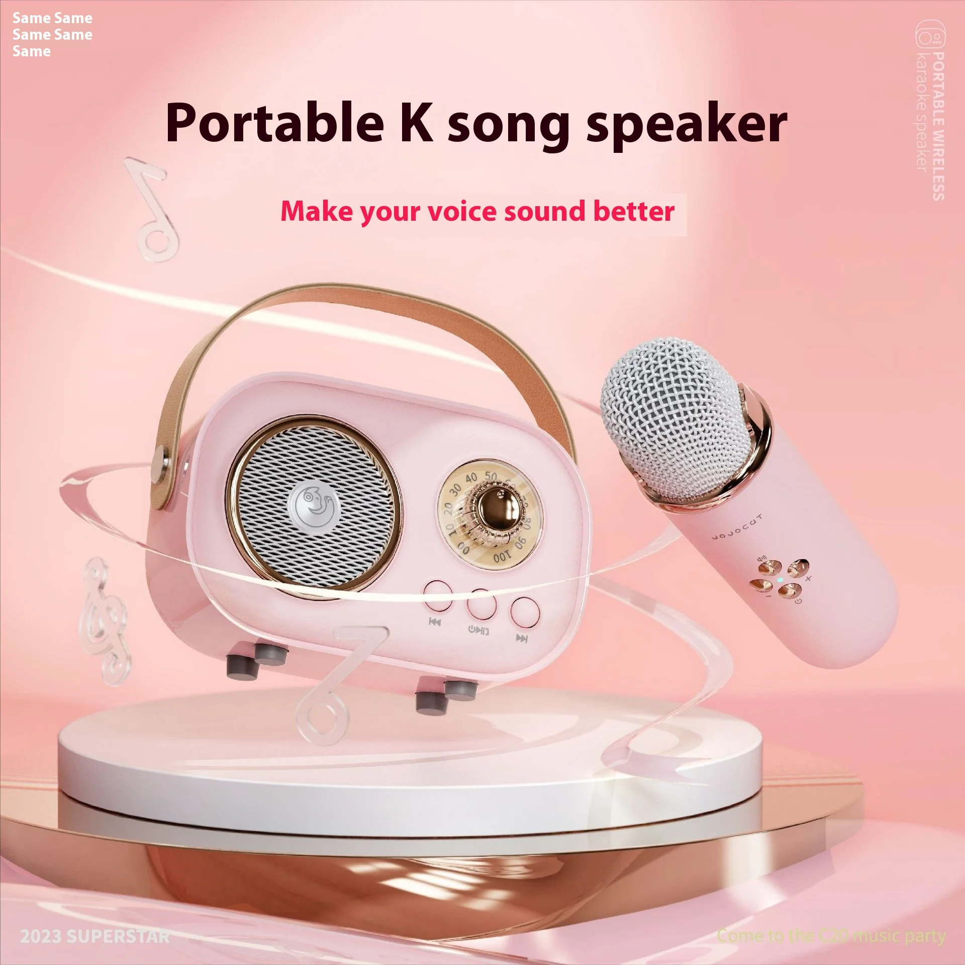 C20 Mini Bluetooth Microphone With Sound System Hifi Sound Portable Karaoke Custom Microphones For Home Outdoor Entertainment