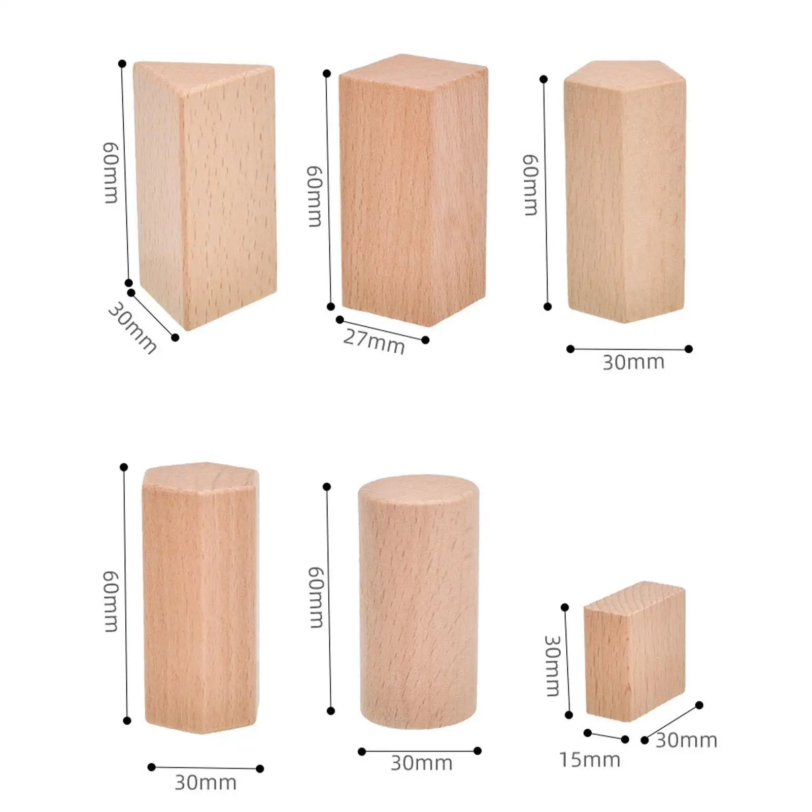 Kids Educational Wooden Geometric Shapes Blocks Set 3D Solids Math Manipulatives Learning Toys for Children Shape Recognition