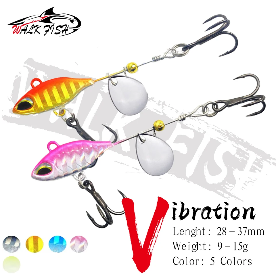 WALK FISH 9 g 12 g 15 g kleiner Zyklonpropeller mit Pailletten, VIB-Jig, integrierter Stahldraht, weitreichender Wurf, volle Schwimmschicht-Snapper