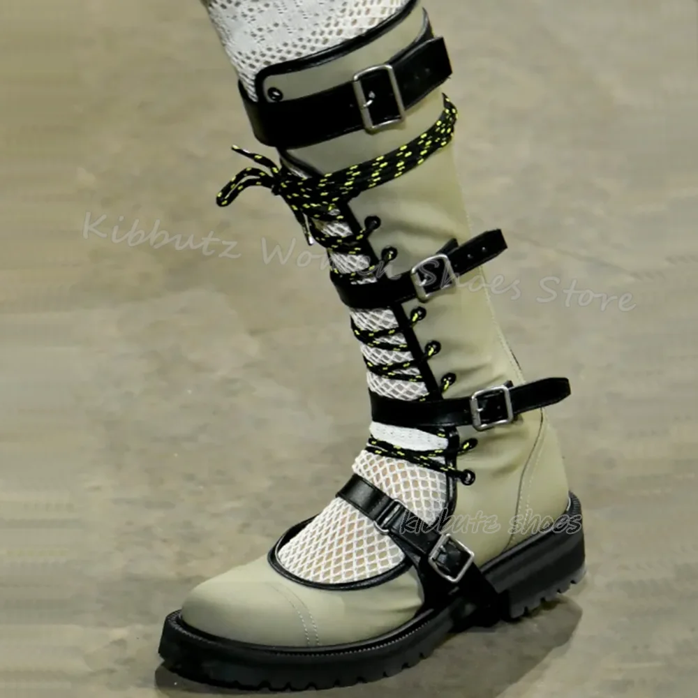 

Сапоги до колена с пряжкой на ремне, однотонная однотонная женская обувь из натуральной кожи на шнуровке, модная новинка, сексуальная лаконичная женская обувь, новейшая обувь с круглым носком