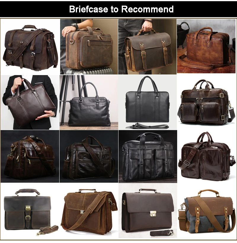 Vintage Crazy Horse Genuine Leather Men Briefcase Large Business Bag Tote Office Bag 15.6“Laptop Case Attache Male Shoulder Bag