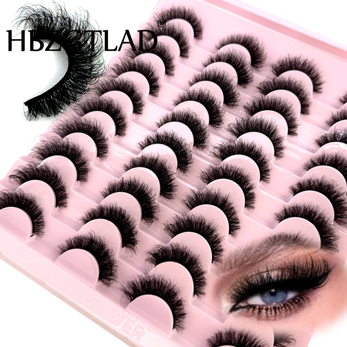 HBZGTLAD wholesale mink eyelashes 3D Natural False 20 pairs Lashes Fluffy Wispy Natural Cross Cat eyeLashes Eyelash Extension Ma