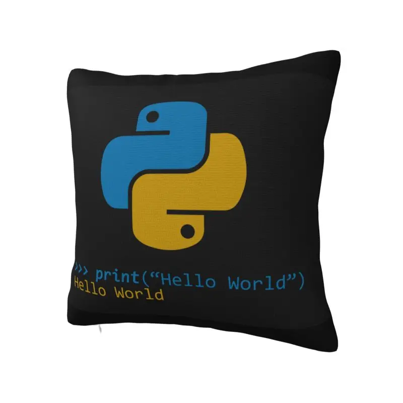 Computer Developer Python Cushion Cover Velvet Programmer Coder Pillow Case for Sofa Square Pillowcase Living Room Decoration