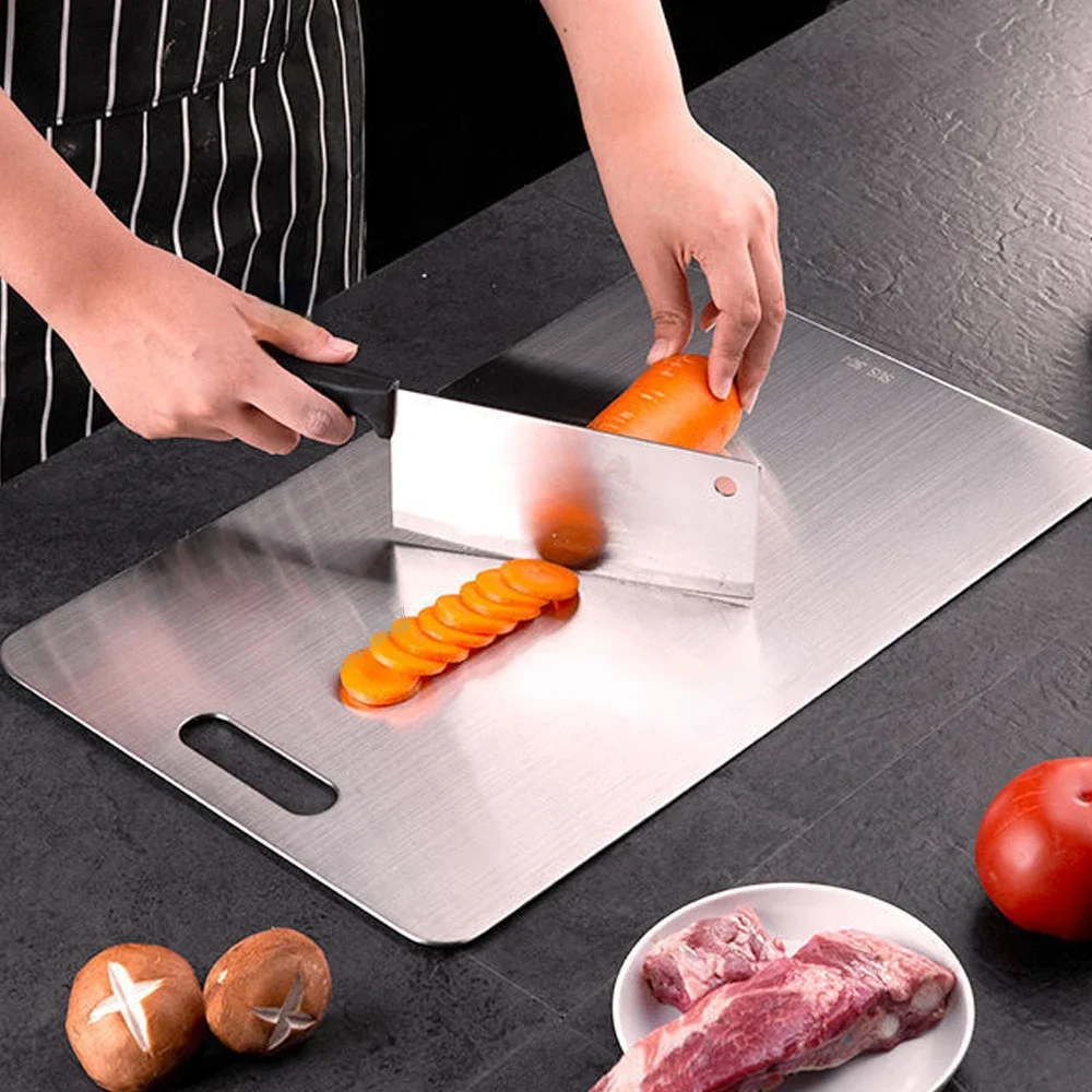WXCOO Stainless Steel Panel and Chopping Board Kitchen Household Thickened Double Sided Cutting Board Block Kneading Dough Board