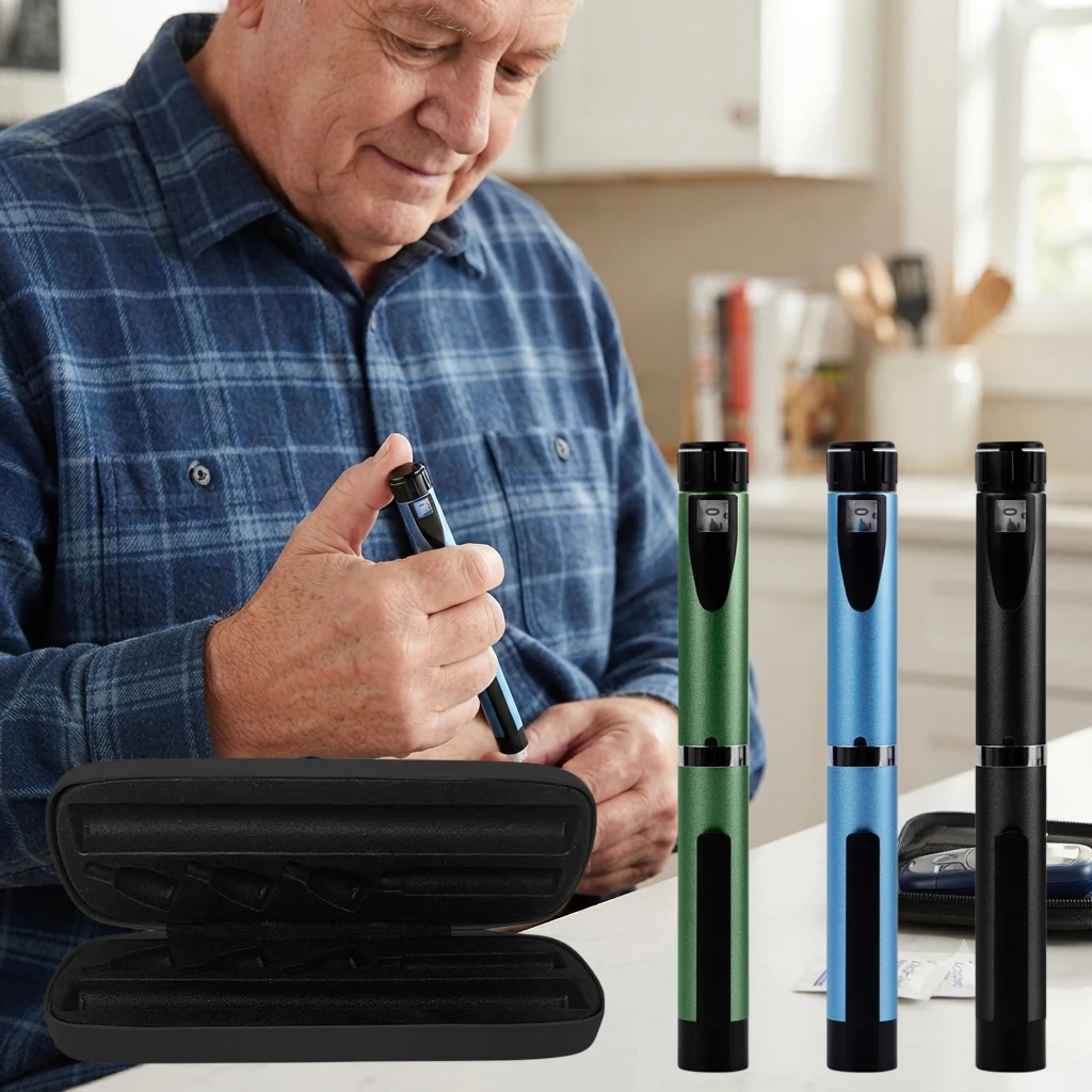 60 Unit Reusable Peptide Pen Injector with Protect Case Adjustable Injection Pen Compatible with 3ml Cartridges, Home Travel Use