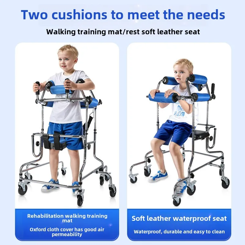 8 Wheels Kids Walkers Rehabilitation Equipment Training Height Adjustable Children Stroke Hemiplegia Walking Standing Frame