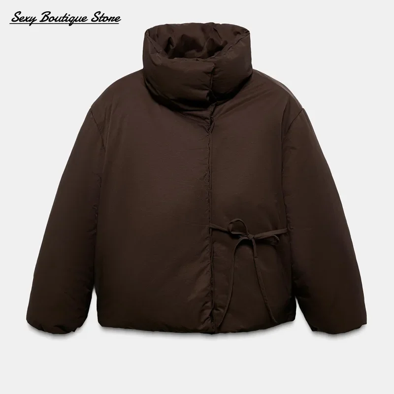 الشتاء الدافئة البخاخ المرأة أسفل سترة رشاقته واحدة الصدر القطن معطف مبطّن عالية طوق الدانتيل يصل أبلى 2025 معطف سيدة جديدة #5