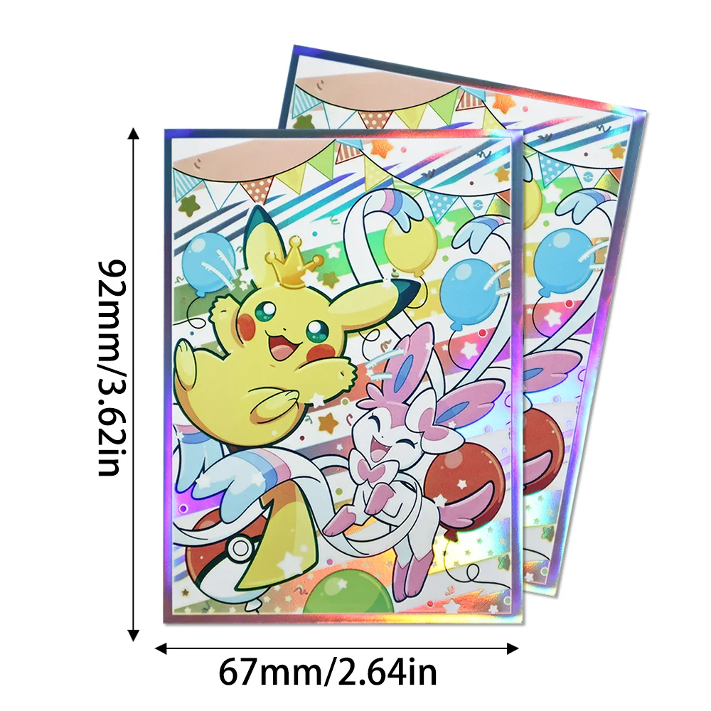 60 PCS Standard Size Holo Pikachu Anime Card Sleeves Toploading Trading Card Protector for MTG/PTCG Sports Cards Board Games view 2