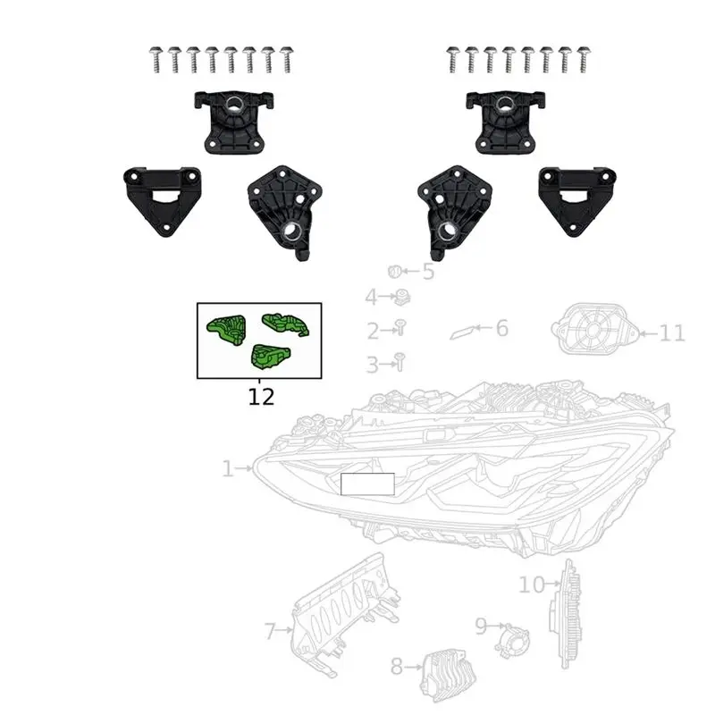 Headlamp Mount Repair Kit Front Headlight Bracket 1Pair For BMW 3 4 Series G80 M3 G22 G23 21-23 63119851053 63119851054