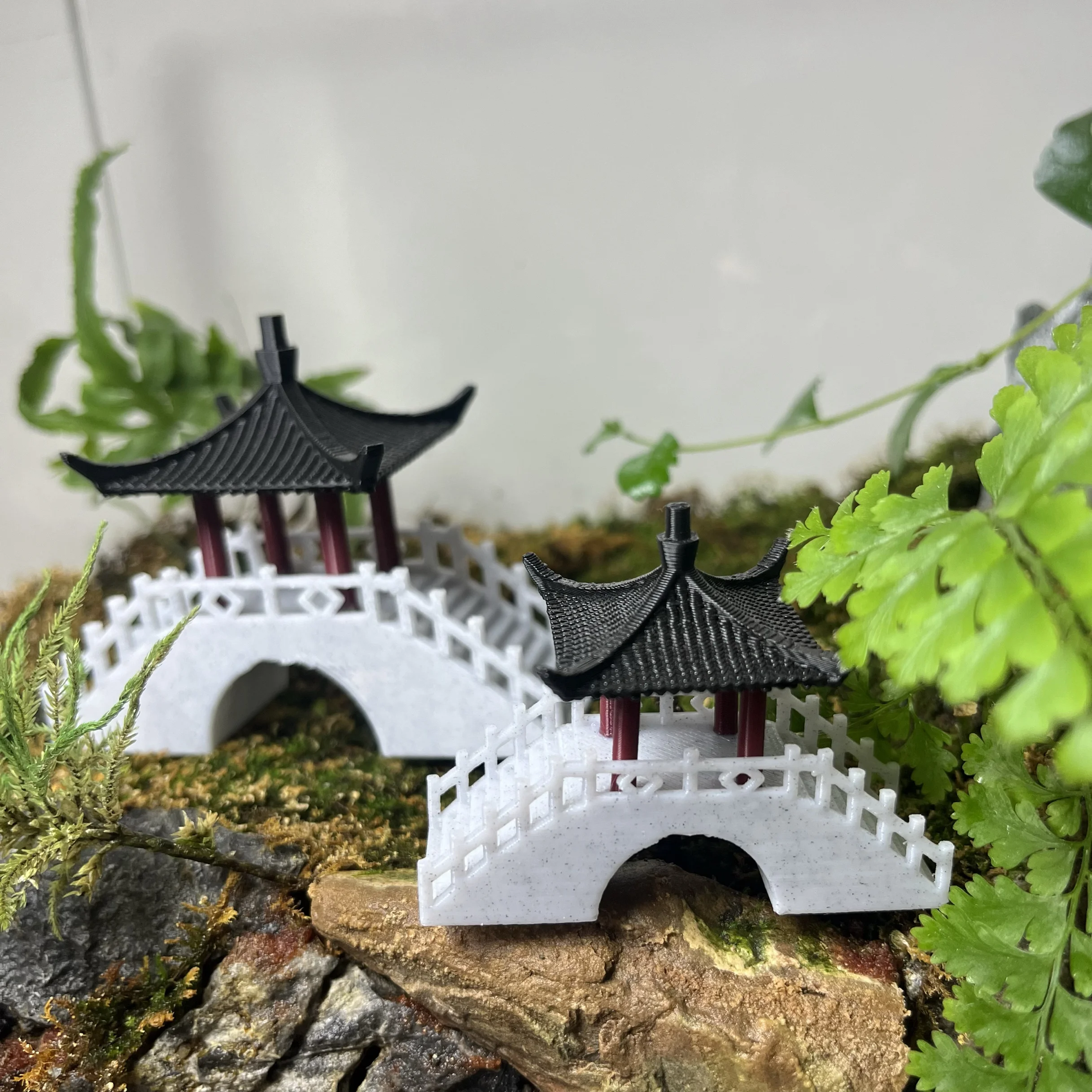 Puente de construcción Zen de micropaisaje con impresión 3D, decoración creativa DIY, puente de balancín de jardín, edificio antiguo chino