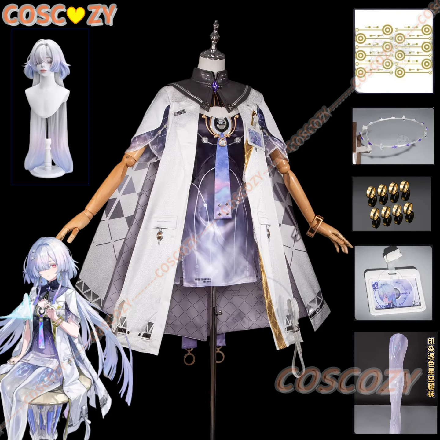 Disfraz de Cosplay de Mornye, Peluca, Vestido Hermoso de Wuthering Waves, Capa, Accesorios para la Cabeza, Conjunto Completo para Mujeres y Niñas, Festival, Carnaval