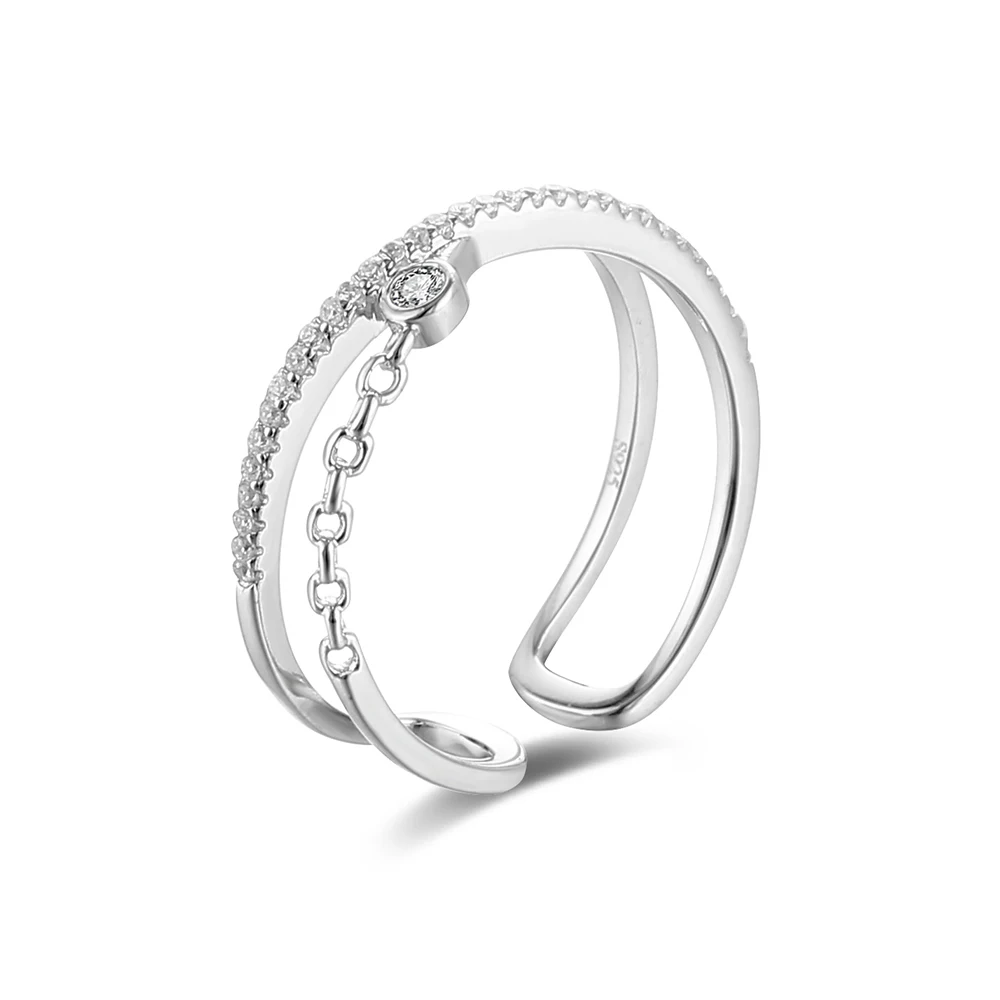 RYJU-anillos de boda cruzados apilables minimalistas para mujer, anillos de plata de ley 925, anillos de Circonia cúbica, Joyería Moderna