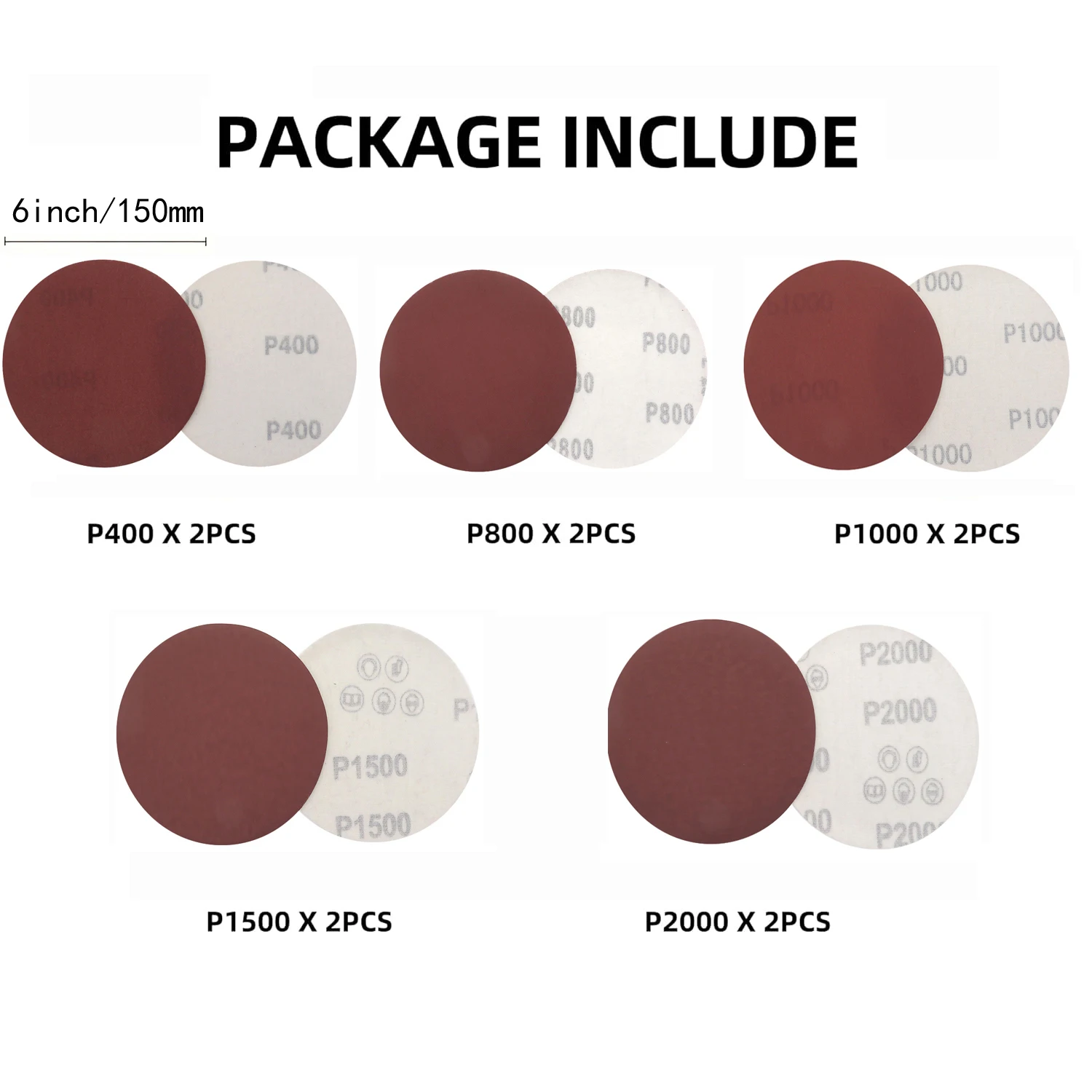 19 Pcs 6 Inch Sponge Sandpaper With Sanding Pad Set With Cloths Wave Sponges  (400-2000Grit M14 Sanding Pad M14 Rod for Sanding